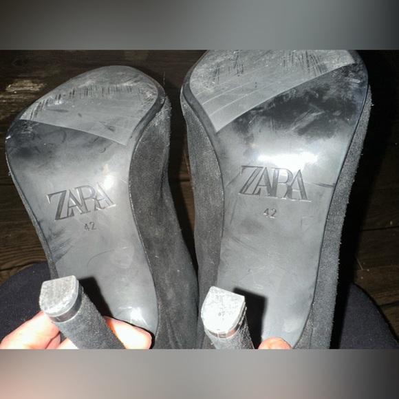 ZARA • COWBOY SPLIT LEATHER HEELED ANKLE BOOTS • SIZE 11 - Picture 6 of 7